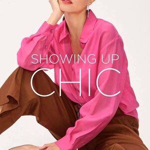 CAbi Vibrant Pink Button Down Shirt